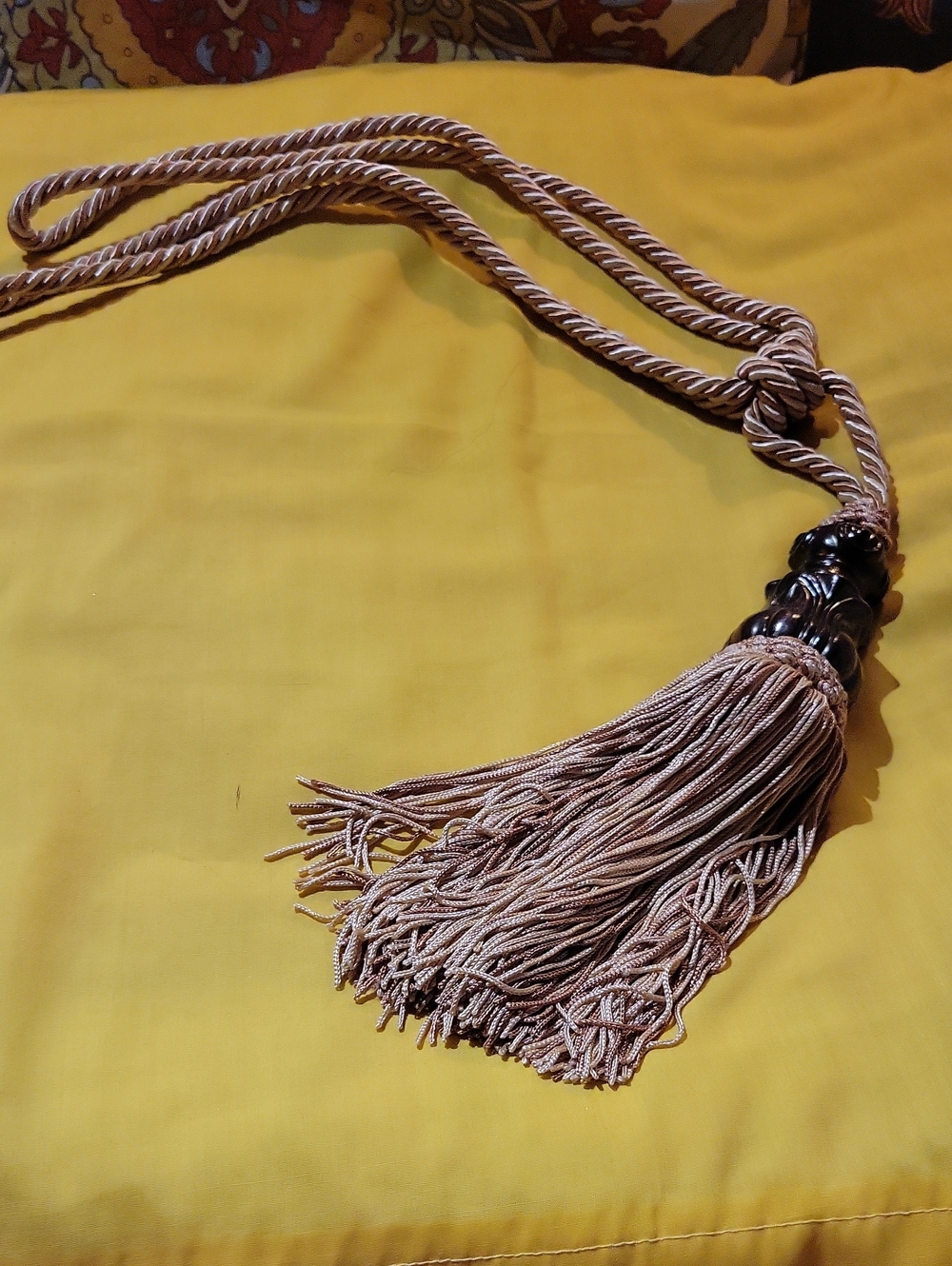 Tassel, Fringed, Braided Fashion Accessory, Curtain Tieback- Yellow Gold Bronze